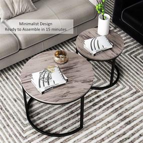 img 1 attached to 🪑 KOTPOP Modern Nesting Coffee Table Set: Stylish Wood Side Tables for Living Room, Balcony, and Garden - Sturdy Metal Frame, Easy Assembly, Antique Grey Finish