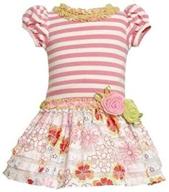 👗 bonnie jean little girls' dress: knit bodice, drop waist print & ruffle skirt logo