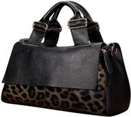 fashion-forward leopard leather handbag: spacious messenger bag for stylish ladies logo