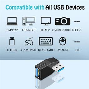 img 1 attached to 🔌 Warmstor 4-Pack USB 3.0 Male to Female Адаптер: 90° Угловой USB Кабель экстендер - Улучшенный | Максимальная скорость зарядки 2А