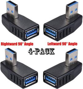 img 3 attached to 🔌 Warmstor 4-Pack USB 3.0 Male to Female Адаптер: 90° Угловой USB Кабель экстендер - Улучшенный | Максимальная скорость зарядки 2А