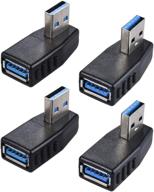 🔌 warmstor 4-pack usb 3.0 male to female адаптер: 90° угловой usb кабель экстендер - улучшенный | максимальная скорость зарядки 2а логотип