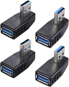 img 4 attached to 🔌 Warmstor 4-Pack USB 3.0 Male to Female Адаптер: 90° Угловой USB Кабель экстендер - Улучшенный | Максимальная скорость зарядки 2А