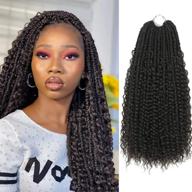 🌊 14-дюймовые бохо волнистые дреды "bomb crochet hair": речные локоны с кудрявыми волосами посередине и на концах; синтетическое наращивание волос faux locs - 5 штук, 1в логотип