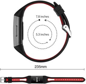 img 2 attached to 💧 Joyozy Спортивные водонепроницаемые ремешки для Fitbit Charge 3/Charge 3 SE/Charge 4, силиконовые мягкие перфорированные замены ремешков с отверстиями для воздуха, женские черные и красные.