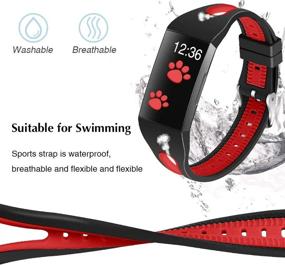 img 3 attached to 💧 Joyozy Спортивные водонепроницаемые ремешки для Fitbit Charge 3/Charge 3 SE/Charge 4, силиконовые мягкие перфорированные замены ремешков с отверстиями для воздуха, женские черные и красные.