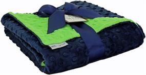 img 2 attached to 🔵 MEG ORIGINAL Navy Blue & Lime Green Minky Dot Baby Blanket 972 - Soft and Stylish Bedtime Comfort for Your Little One