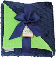🔵 meg original navy blue & lime green minky dot baby blanket 972 - soft and stylish bedtime comfort for your little one logo