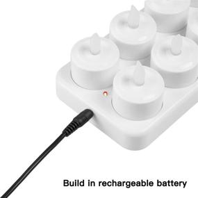 img 2 attached to EXPOWER Flameless Candles - Set of 12 Rechargeable LED Flickering Tea Lights with Frosted Cups, Includes Charging Base - Battery-Free