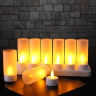 expower flameless candles - set of 12 rechargeable led flickering tea lights with frosted cups, includes charging base - battery-free логотип