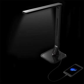img 1 attached to 💡 RMJ Dimmable LED Desk Lamp/Table Lamp/Touch Lamp - Perfect for Bedroom/Living Room with 4 Working Modes, 5-Levels Dimmer, Touch Control, 1-Hour Auto-Off Timer, and 5V/1A USB Charging Port - Black
