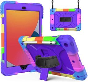 img 4 attached to 📱 Kid-Friendly iPad 8th Generation Case, SIBEITU iPad 10.2 Case, iPad 7th Generation Cover, Triple Layer Drop Protection with Pencil Holder Kickstand Handle for 10.2 Inch iPad 2020/2019 - Purple