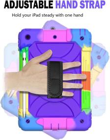 img 2 attached to 📱 Kid-Friendly iPad 8th Generation Case, SIBEITU iPad 10.2 Case, iPad 7th Generation Cover, Triple Layer Drop Protection with Pencil Holder Kickstand Handle for 10.2 Inch iPad 2020/2019 - Purple