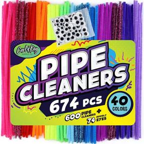 img 4 attached to Carl & Kay 600 Pipe Cleaners & 74 Googly Eyes - Colorful Chenille Stems Craft Set - Ideal Bulk Pipe Cleaners for Kids and Crafts - Soft Fuzzy Chenille Stems with Googly Eyes - Vibrant Colored Pipe Cleaners