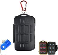 💦 durable waterproof memory card case with carabiner & card reader - 24 slots for sd, sdhc, sdxc, cf, msd, tf micro sd cards - ideal storage for computer, camera, cartridges logo