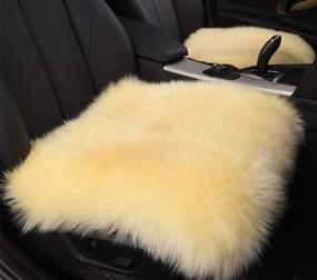 img 3 attached to 🐑 Inzoey Sheepskin Car Front Seat Cover Pad - 18x18inch Long Wool Seat Cushion for Winter Warmth - Universal Fit for Auto, SUV, Truck, Dining and Office Chairs - Front Beige Yellow