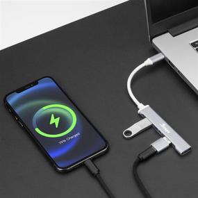 img 1 attached to 🔌 Aizepa USB Type C Hub: 4 in 1 Adapter with 1 USB 3.0 & 3 USB 2.0 Ports - Compatible with MacBook Pro/Air, Chromebook Pixelbook, Samsung, XPS - Grey