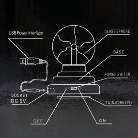 img 2 attached to 💡 RioRand USB Plasma Ball Lamp Light with Battery Option, 4''X4''X6''