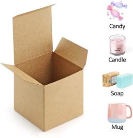 img 2 attached to 🎁 ValBox 4x4x4 Коричневые подарочные коробки из крафт-бумаги с крышками - Набор из 50 штук для подарков, творчества, коробок для кексов, праздничных сувениров - Легко собираемые кубические коробки.