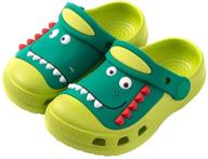 🦕 plzensen kid's dinosaur clogs - cute toddler shoes - boys girls slide slippers - indoor outdoor slip-on lightweight beach pool sandals logo