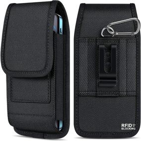 img 4 attached to 📱 ykooe Vertical Nylon Cell Phone Belt Clip Holster for iPhone 11, 12, Pro, Max, XR, XS Max Samsung Galaxy S20 FE Plus Note 20 Ultra A20 A50 A70 A11 A51 A71 - RFID Blocking Card Holder Belt Loops Pouch