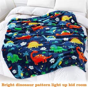 img 3 attached to 🦖 Mermaker Dinosaur Blanket: Cozy Kids' Throw for Boys and Girls, Cartoon Cute Dinosaur Print, Soft Fleece, Ideal for Couch and Bed (50x60 inches)