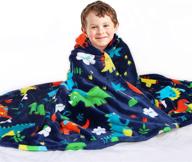 🦖 mermaker dinosaur blanket: cozy kids' throw for boys and girls, cartoon cute dinosaur print, soft fleece, ideal for couch and bed (50x60 inches) logo