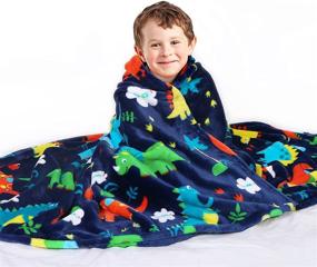 img 4 attached to 🦖 Mermaker Dinosaur Blanket: Cozy Kids' Throw for Boys and Girls, Cartoon Cute Dinosaur Print, Soft Fleece, Ideal for Couch and Bed (50x60 inches)