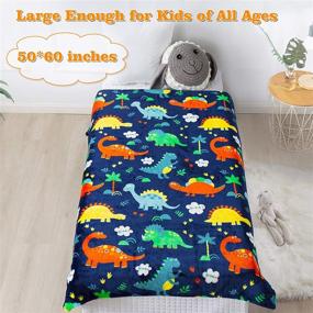 img 1 attached to 🦖 Mermaker Dinosaur Blanket: Cozy Kids' Throw for Boys and Girls, Cartoon Cute Dinosaur Print, Soft Fleece, Ideal for Couch and Bed (50x60 inches)