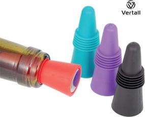 img 1 attached to Set of 4 Premium Silicone Stoppers for Wine and Beverage Bottles (Assorted Colors) by Vertall