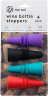 set of 4 premium silicone stoppers for wine and beverage bottles (assorted colors) by vertall логотип