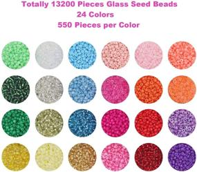 img 3 attached to 📿 13200Pcs EuTengHao Glass Seed Beads - Small Craft Beads for DIY Bracelet Necklaces & Jewelry Making - Supplies with 0.6mm Clear Bracelet String - Assorted Colors (3mm, 550 Per Color, 24 Colors)