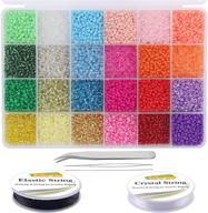 📿 13200pcs eutenghao glass seed beads - small craft beads for diy bracelet necklaces & jewelry making - supplies with 0.6mm clear bracelet string - assorted colors (3mm, 550 per color, 24 colors) logo