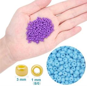 img 2 attached to 📿 13200Pcs EuTengHao Glass Seed Beads - Small Craft Beads for DIY Bracelet Necklaces & Jewelry Making - Supplies with 0.6mm Clear Bracelet String - Assorted Colors (3mm, 550 Per Color, 24 Colors)