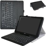 🔌 acer iconia one 10 b3-a40 wireless keyboard case: slim stand pu leather cover with removable keyboard for 10.1" acer iconia one 10 b3-a40 android tablet, black logo