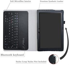 img 1 attached to 🔌 Acer Iconia One 10 B3-A40 Wireless Keyboard Case: Slim Stand PU Leather Cover with Removable Keyboard for 10.1" Acer Iconia One 10 B3-A40 Android Tablet, Black