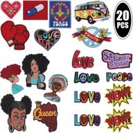 👧 empowering afro girl love and peace patch set - iron on appliques for backpacks, schoolbag, clothing logo