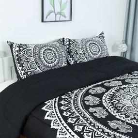 img 1 attached to 🌺 uxcell 3-Piece Bohemian Black Comforter Sets - Premium Bohemia Themed 3D Print - All-Season Down Alternative Quilted Duvet - Reversible Design - Full Size with 1 Comforter, 2 Pillow Cases
