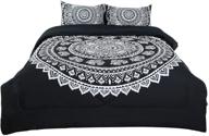 🌺 uxcell 3-piece bohemian black comforter sets - premium bohemia themed 3d print - all-season down alternative quilted duvet - reversible design - full size with 1 comforter, 2 pillow cases logo