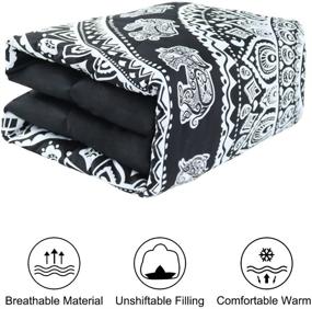 img 2 attached to 🌺 uxcell 3-Piece Bohemian Black Comforter Sets - Premium Bohemia Themed 3D Print - All-Season Down Alternative Quilted Duvet - Reversible Design - Full Size with 1 Comforter, 2 Pillow Cases