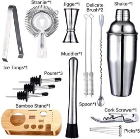 img 3 attached to 🍸 18-Piece Stainless Steel Cocktail Shaker Set Bartender Kit by FREOIHETI - Includes 24 OZ Martini Shaker, Stylish Bamboo Stand, and Bar Tools for Drink Mixing, Home, Bar, and Parties