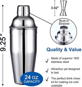 img 2 attached to 🍸 18-Piece Stainless Steel Cocktail Shaker Set Bartender Kit by FREOIHETI - Includes 24 OZ Martini Shaker, Stylish Bamboo Stand, and Bar Tools for Drink Mixing, Home, Bar, and Parties