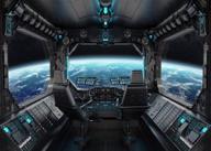 🚀 7x5ft vinyl spaceship interior background for futuristic science fiction photography - backdrops for spacecraft cabin photo shoot - studio props for astronomy, universe, galaxy, outer space station - cp-37-0705 logo