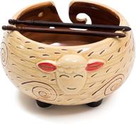 🧶 eunoia ceramic yarn bowl: handmade 7x4 inch yarn holder for crocheting, knitting bowl for knitters. includes wooden crochet hook and travel bag. logo