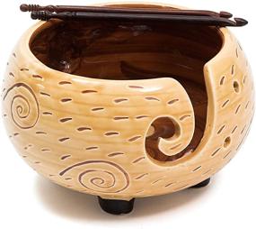 img 3 attached to 🧶 Eunoia Ceramic Yarn Bowl: Handmade 7x4 Inch Yarn Holder for Crocheting, Knitting Bowl for Knitters. Includes Wooden Crochet Hook and Travel Bag.