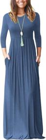 img 4 attached to 👗 WNEEDU Women's Loose Casual Long Maxi Dresses with Pockets - 3/4 Sleeve for Added Comfort