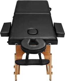 img 4 attached to ⚖️ Black ZEENA Portable Massage Table - Lightweight for Facials, Reiki, Spa, or Home Use - Foldable, Sturdy, Adjustable with Face Cradle & Height Adjustable Headrest