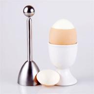 silver stainless steel ico egg topper and cracker: achieve perfect soft boiled eggs logo