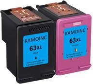 🖨️ kamoinc 63xl ink cartridge combo pack: remanufactured hp 63xl for envy 4520, officejet 3830, deskjet 3630 - 1 black & 1 tri-color ink cartridge logo