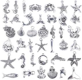 img 4 attached to 🐠 Enhance Your Jewelry Collection with BronaGrand 40 Pieces Mixed Antique Silver DIY Ocean Fish & Sea Creatures Charms Pendants for Bracelet and Necklace Making